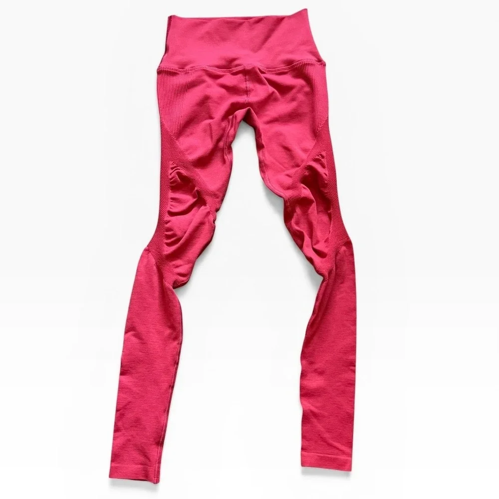 Alphalete High Waisted Seamless Leggings Pink Small‎ Yoga Amplify Body Scrunch